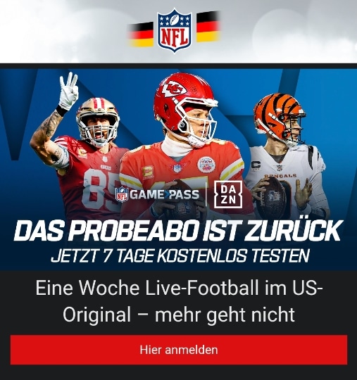 DAZN-Angebot: NFL Gamepass jetzt mit 16 Prozent Rabatt sichern